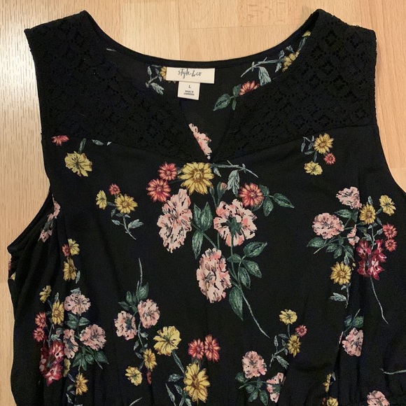 Style & Co (Macy’s) Floral Net Handkerchief Hem Dress L - Picture 3 of 8